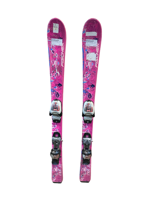 Vist Large View of Product Image Which is Used Fischer VISION JOY Girls DH Ski/Binding Pink 105 cm