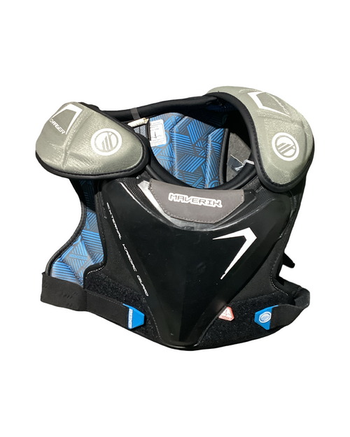 Vist Large View of Product Image Which is Used Maverik CHARGER EKG Lacrosse Shoulder Pads Black LG