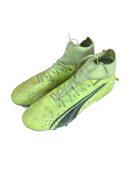 Vist Large View of Product Image Which is Used Puma Soccer Cleats Neon Green Senior 7