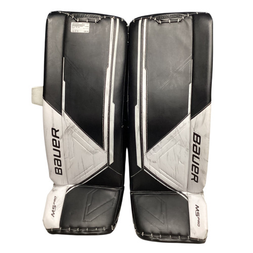 Vist Large View of Product Image Which is Used Bauer M5 PRO Goalie Leg Pads Inter White 32"