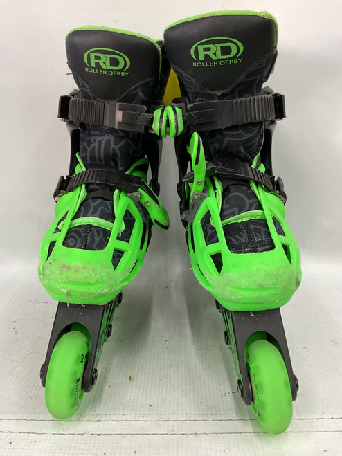Vist Large View of Product Image Which is Used RollerDerby SIZE12-2 ROLLERBLADES Racing Inline Skates Lime Green Adjustable