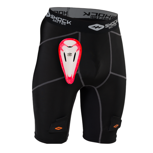 Vist Large View of Product Image Which is New Shock Doctor Compression Hockey Shorts with BioFlex Cup- Boys LG