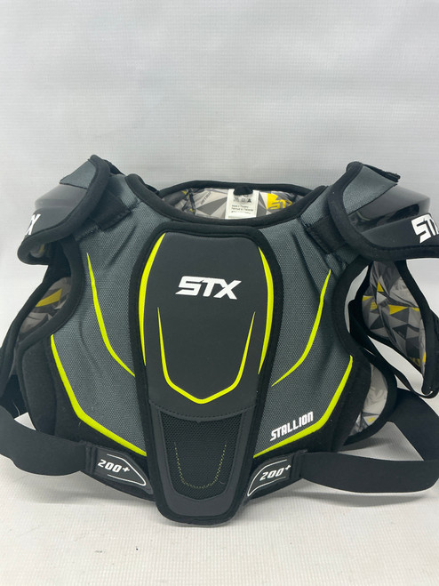 Vist Large View of Product Image Which is Used STX 200+ STALLION Lacrosse Shoulder Pads Black LG
