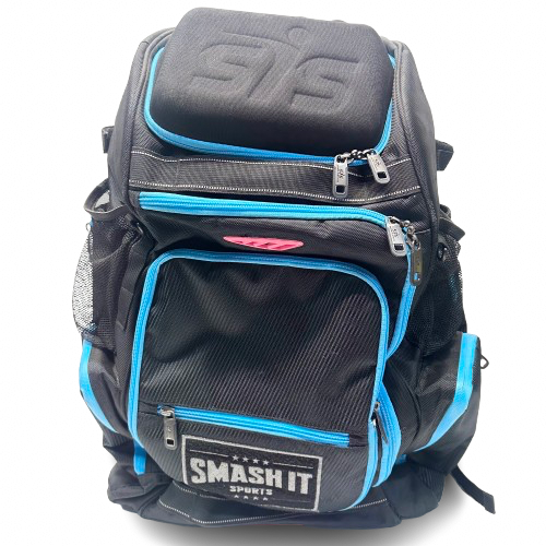 Vist Large View of Product Image Which is Used SMASH IT SPORTS GUERRILLA BB/SB Player Backpack Black And Carolina Blue