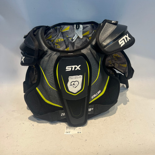 Vist Large View of Product Image Which is Used STX STALLION 200 Lacrosse Shoulder Pads Black LG