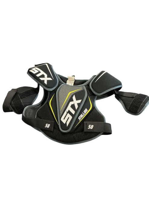 Vist Large View of Product Image Which is Used STX STALLION SHOULDER PADS Lacrosse Shoulder Pads Black MD