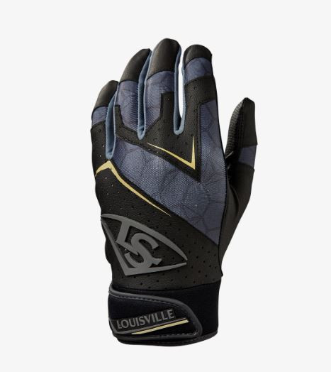 Vist Large View of Product Image Which is New LOUISVILLE SLUGGER GENUINE V2 YTH LG BLK BATTING GLOVES