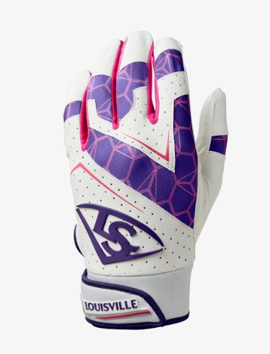 Vist Large View of Product Image Which is New LOUISVILLE SLUGGER GENUINE V2 YTH LG PURPLE BATTING GLOVES