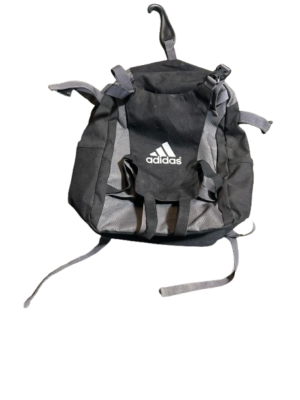 Vist Large View of Product Image Which is Used Adidas ADIDAS BACKPACK WITH BALL HOLDER Soccer Player Sackpack Grey And Black