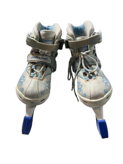 Vist Large View of Product Image Which is Used Bladerunner ADJUSTABLE GIRLS 1-4 SKATES Girls Softboot Skate Silver/White/Royal Adjustable