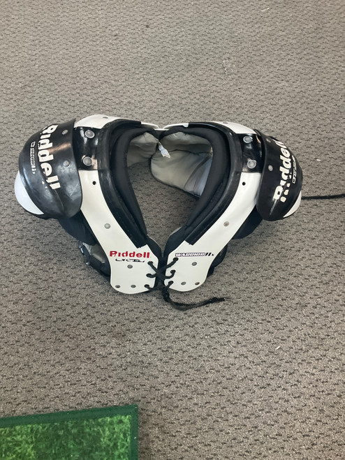 Vist Large View of Product Image Which is Used Riddell WARRIOR IIX FB Shoulder Pads White LG