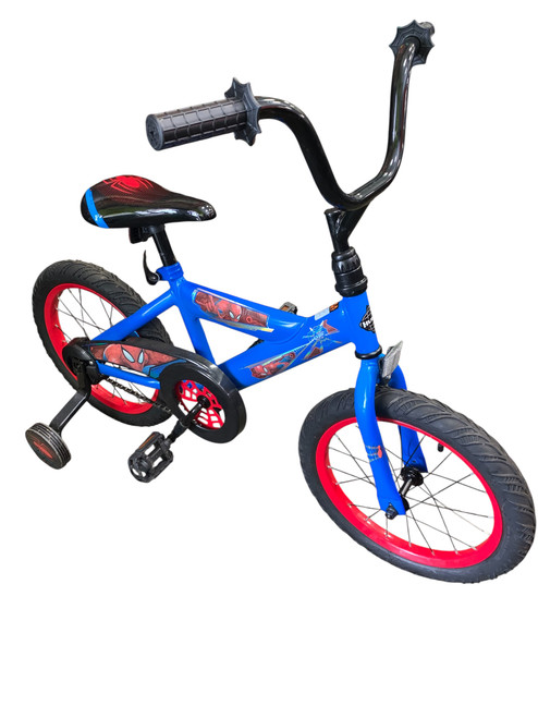Vist Large View of Product Image Which is Used Huffy SPIDERMAN Training Wheel Bike Boys Royal Blue 16"