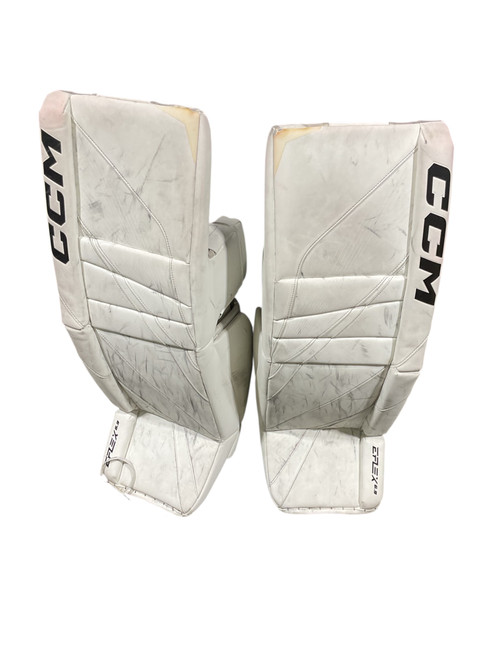 Vist Large View of Product Image Which is Used CCM EFLEX Goalie Leg Pads Senior White 36"