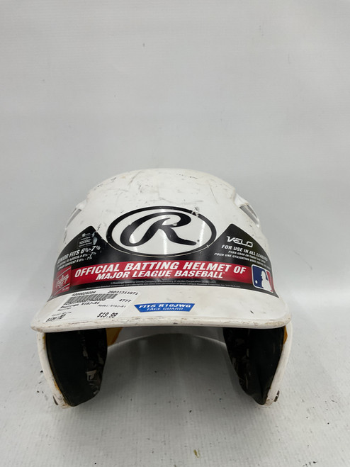 Vist Large View of Product Image Which is Used Rawlings R16J-R1 Batting Helmet No Mask White MD