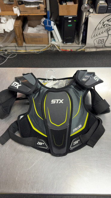 Vist Large View of Product Image Which is Used STX STALLION 200+ Lacrosse Shoulder Pads Black LG