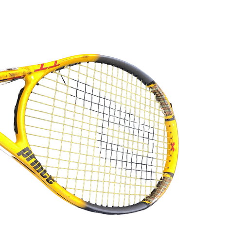 Vist Large View of Product Image Which is Used Prince TRIPLE THREAT Adult Tennis Racquet Yellow 4"