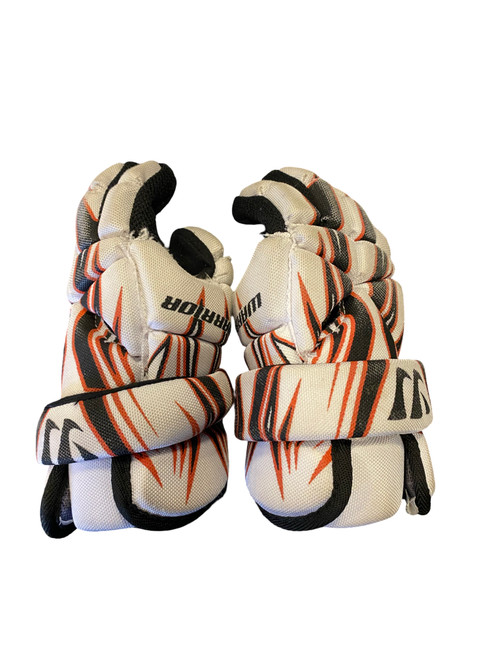 Vist Large View of Product Image Which is Used Warrior BURN Lacrosse Gloves Junior White SM