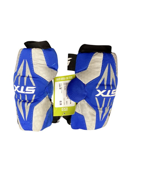 Vist Large View of Product Image Which is Used STX CLASH Lacrosse Arm Pads/Guards Royal Blue Small