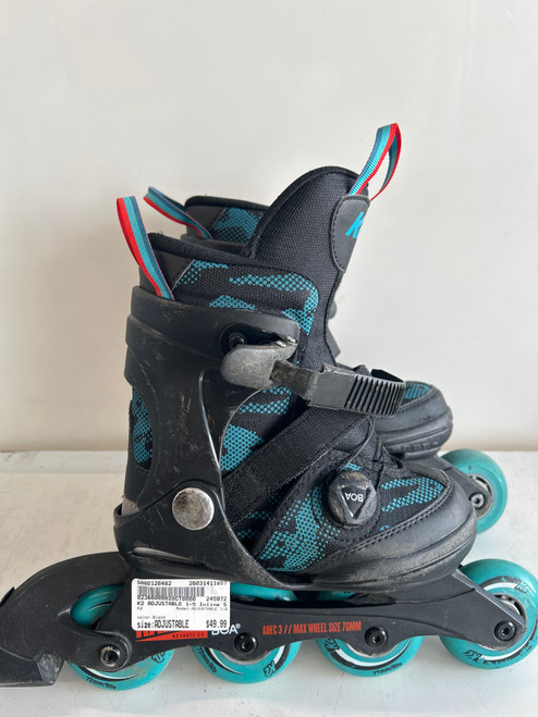 Vist Large View of Product Image Which is Used K2 ADJUSTABLE 1-5 Junior Rec Fitness Skates Black Junior 01