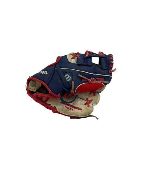 Vist Large View of Product Image Which is Used Wilson RH Throw T-ball Glove Navy Blue 10"