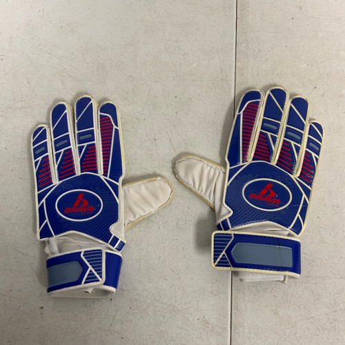 Vist Large View of Product Image Which is Used Brava Soccer Goalie Gloves Royal Blue 6