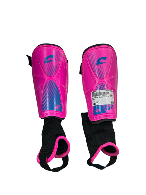 Vist Large View of Product Image Which is Used Champro Soccer Shin Guards Junior Pink XS
