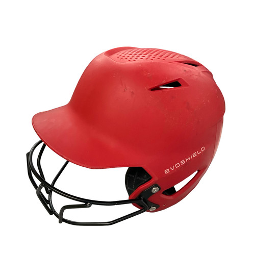 Vist Large View of Product Image Which is Used Evoshield BATTING HELMET W/ MASK Batting Helmet w/Mask Red MD