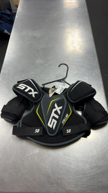 Vist Large View of Product Image Which is Used STX STALLION Lacrosse Shoulder Pads Black MD