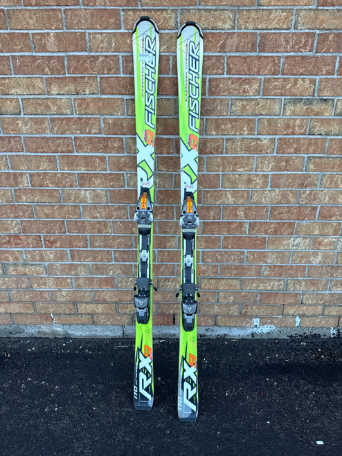 Vist Large View of Product Image Which is Used Fischer RX9 Mens DH Ski/Binding Lime And White 170 cm