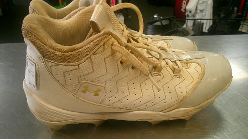 Vist Large View of Product Image Which is Used Under Armour Adult FB Cleats White Senior 8