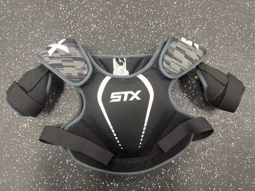 Vist Large View of Product Image Which is Used STX STALLION 75 Lacrosse Shoulder Pads Black LG