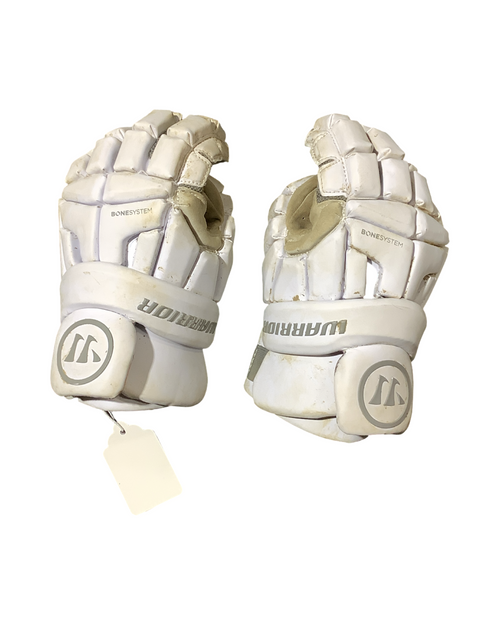 Vist Large View of Product Image Which is Used Warrior BURN Lacrosse Gloves Mens White 12"
