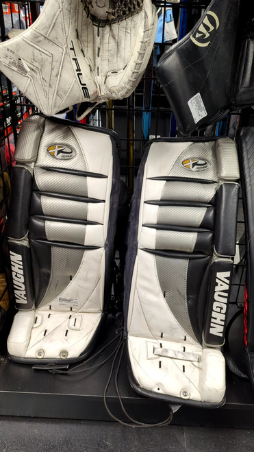 Vist Large View of Product Image Which is Used Vaughn X CUSTOME JUNIOR LEG PADS Goalie Leg Pads Junior Black 28"