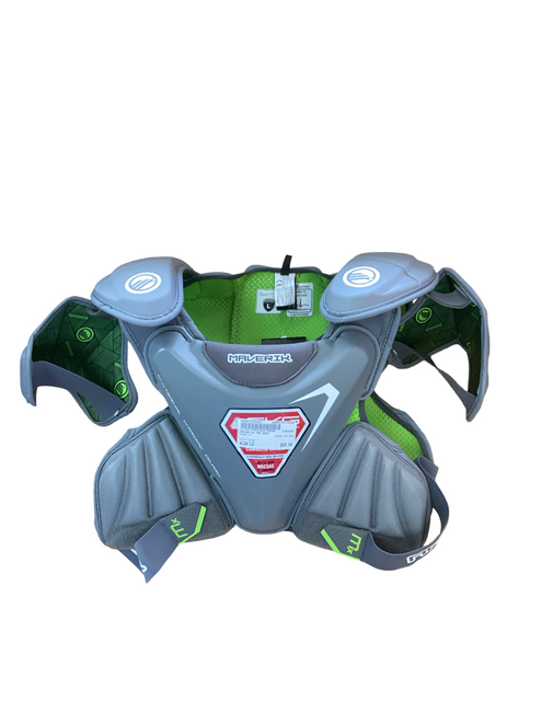 Vist Large View of Product Image Which is Used Maverik MX EKG Lacrosse Shoulder Pads Grey LG