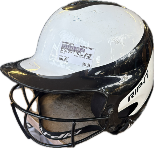 Vist Large View of Product Image Which is Used RIP-IT BK/WHT W/MASK Batting Helmet w/Mask White M/L