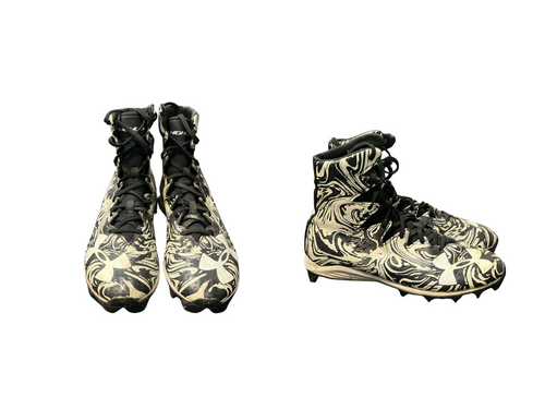 Vist Large View of Product Image Which is Used Under Armour Adult FB Cleats Black And White Senior 8