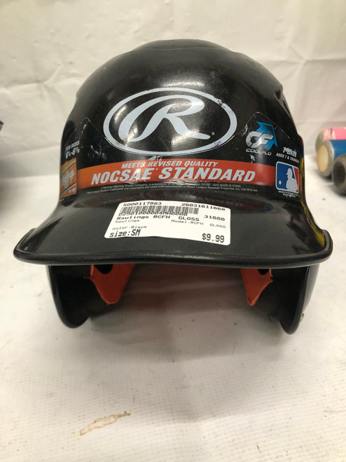 Vist Large View of Product Image Which is Used Rawlings RCFH  GLOSS Batting Helmet No Mask Black SM