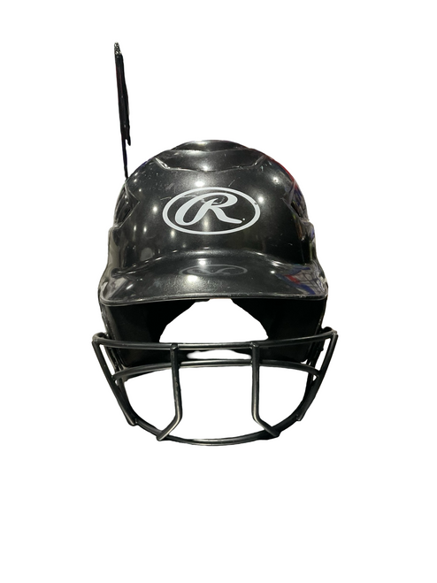 Vist Large View of Product Image Which is Used Rawlings BLK SOFTBALL HELMET 6 1/2- 7 1/2 Batting Helmet w/Mask Black Fits all