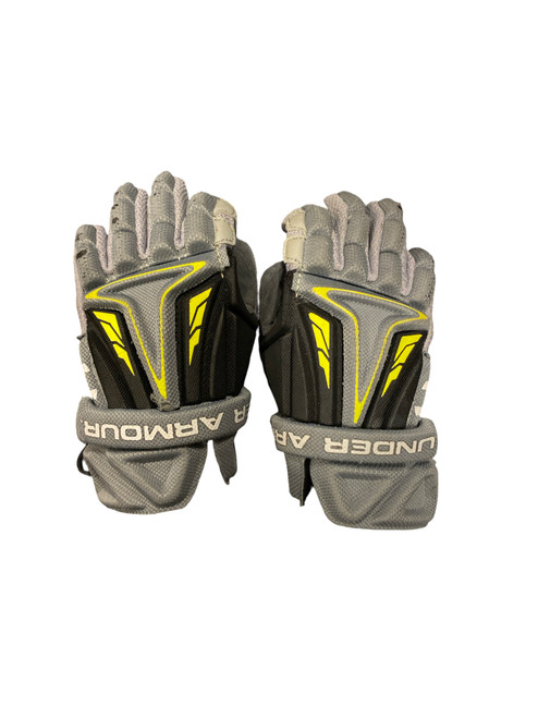 Vist Large View of Product Image Which is Used Under Armour LAX GLOVE Lacrosse Gloves Junior Grey XS