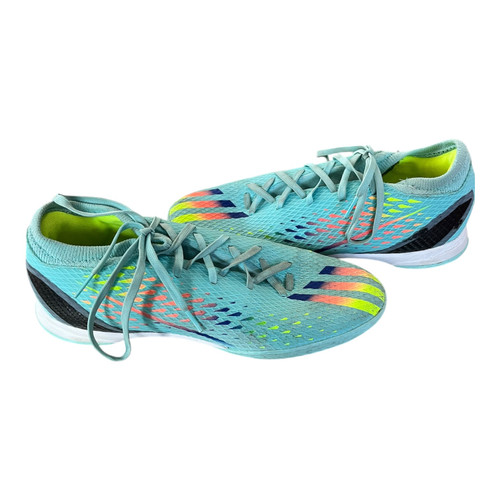 Vist Large View of Product Image Which is Used Adidas Soccer Indoor Shoes Teal Senior 8