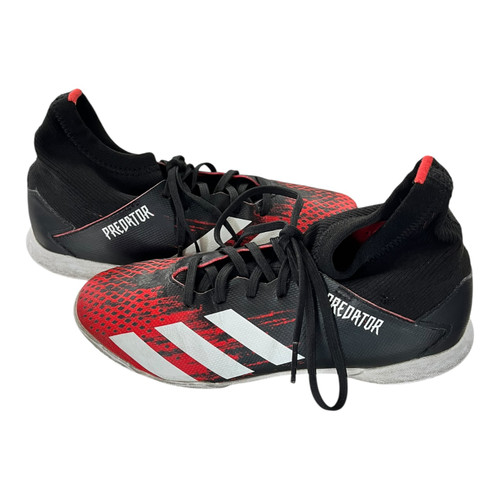 Vist Large View of Product Image Which is Used Adidas Soccer Indoor Shoes Black And Red Junior 04.5