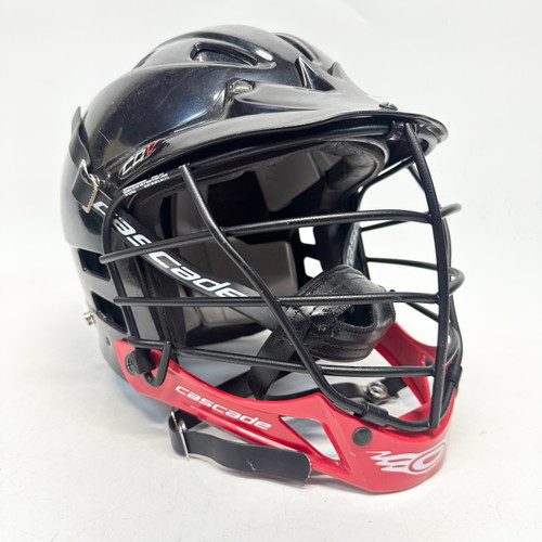 Vist Large View of Product Image Which is Used Cascade CPV-R Lacrosse Helmet Black And Red One Size
