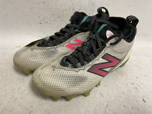Vist Large View of Product Image Which is Used New Balance FREEZE V5 LE LAX Cleats Mens White And Pink Senior 5.5