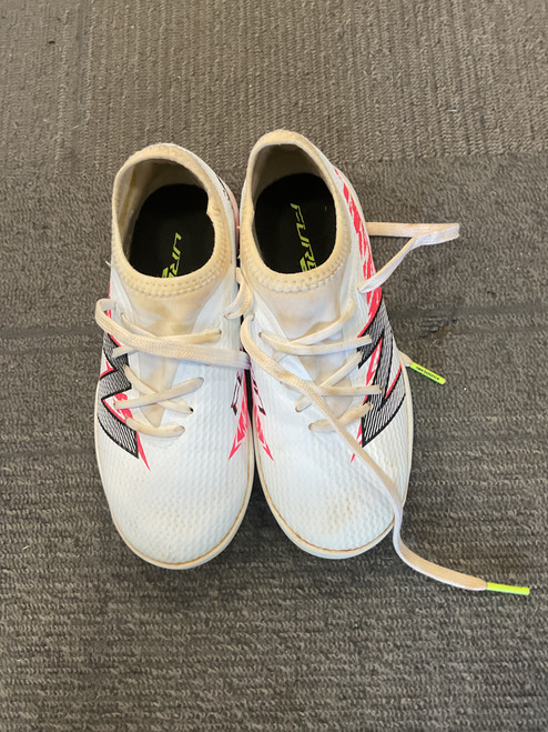 Vist Large View of Product Image Which is Used New Balance FURON Soccer Indoor Shoes White Youth 13.5