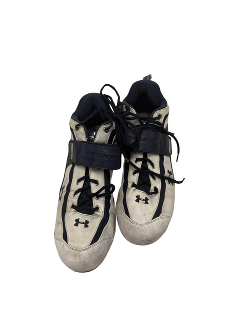Vist Large View of Product Image Which is Used Under Armour 99002-102 Mens Football Cleats Navy And White Size 13
