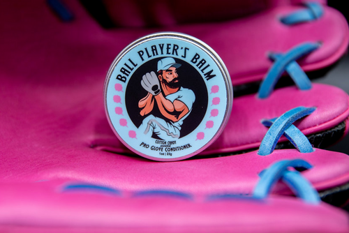 Vist Large View of Product Image Which is Ball Players Balm 4oz Cotton Candy Pro Glove Conditioner
