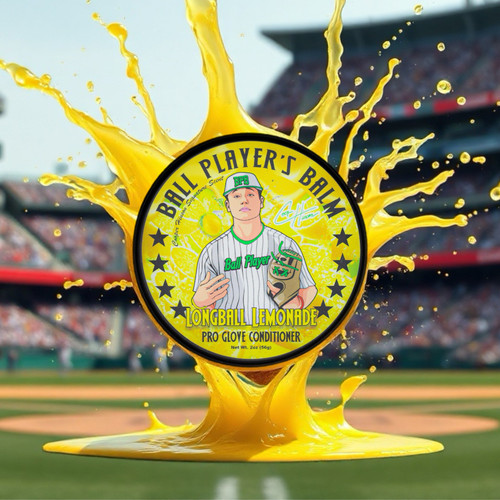 Vist Large View of Product Image Which is Ball Players Balm 2oz Longball Lemonade Pro Glove Conditioner