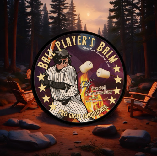 Vist Large View of Product Image Which is Ball Players Balm 2oz Roasted Mallow Pro Glove Conditioner