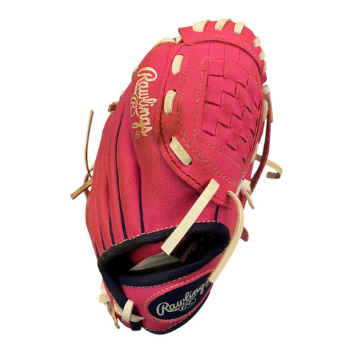 Vist Large View of Product Image Which is Used Rawlings PLAYER SERIES BB/SB Glove RH Throw Pink 9"