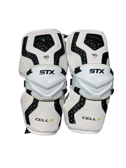 Vist Large View of Product Image Which is Used STX CELL IV Lacrosse Arm Pads/Guards White LG